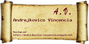 Andrejkovics Vincencia névjegykártya